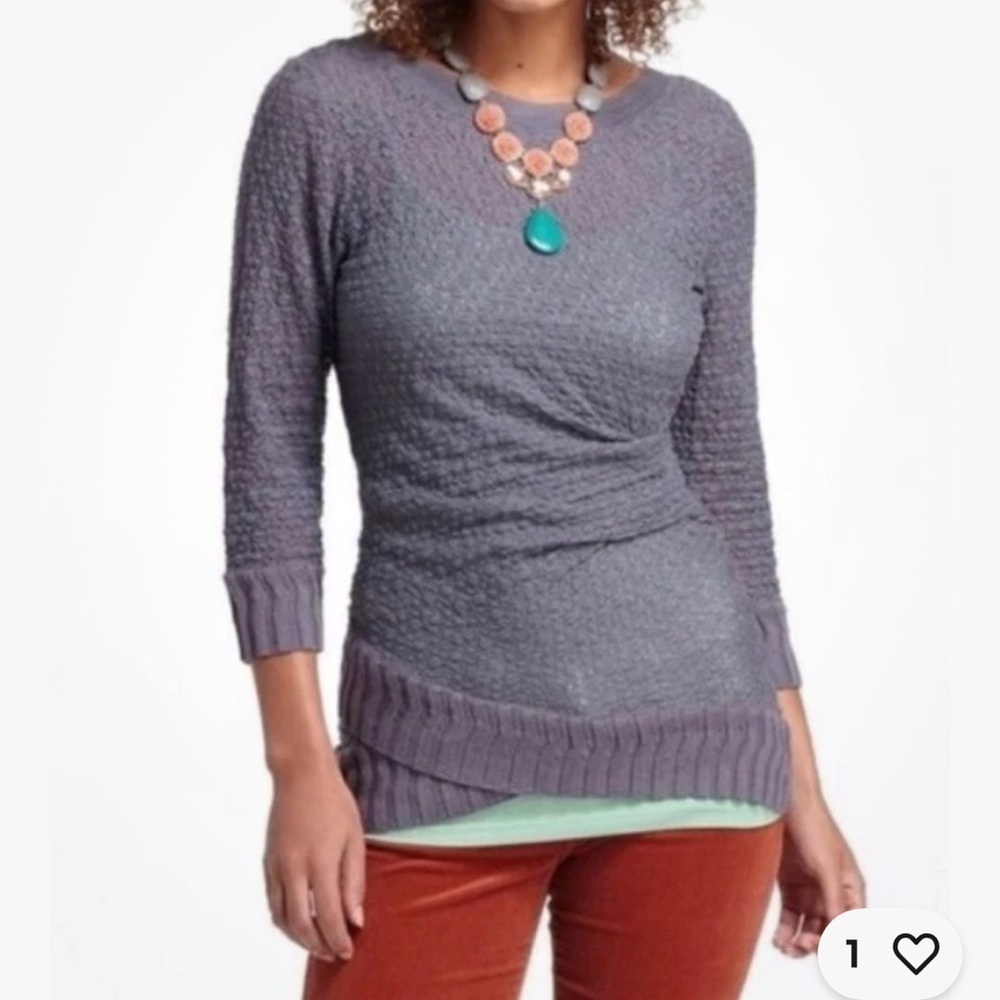 Deletta Anthropologie Textured Lace Twisted Side Top Size Large